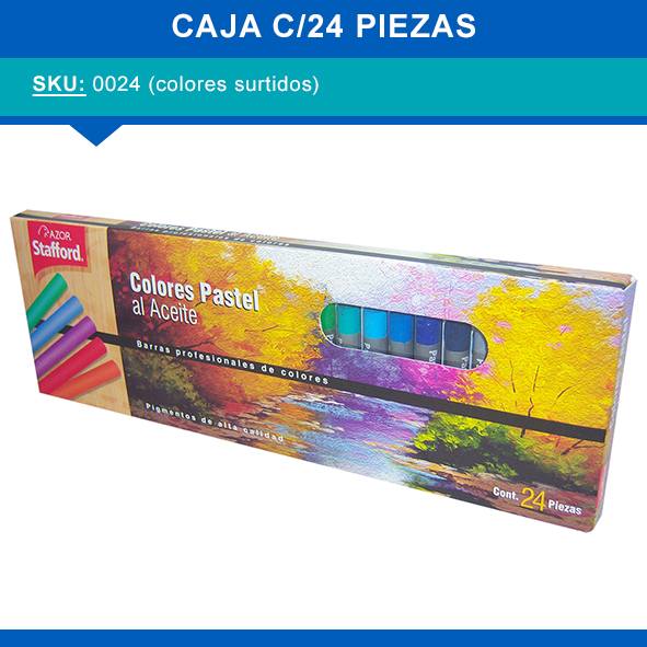 Juego de Pinturas Pastel al Aceite en Barra Profesional Azor Stafford 0024  Colores surtidos 24 piezas